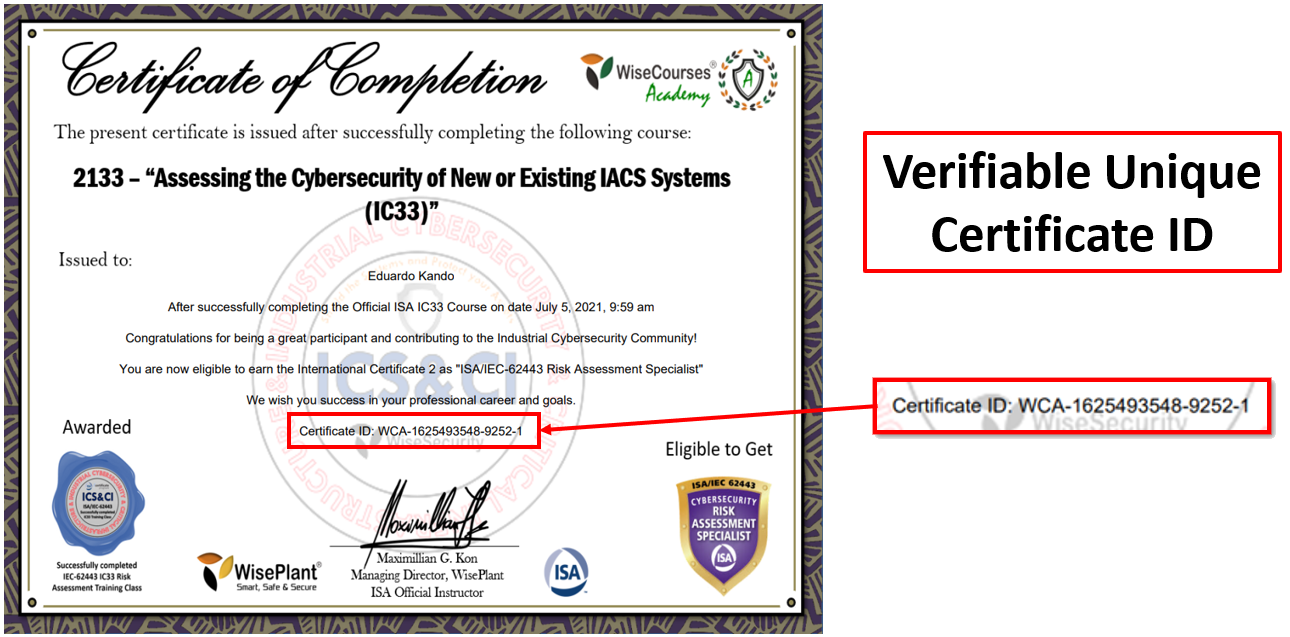Verifiable Single Certificate 1