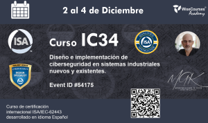 IC34: Diseño e Implementación de Ciberseguridad en Sistemas Industriales Nuevos y Existentes, español (ID#54175)